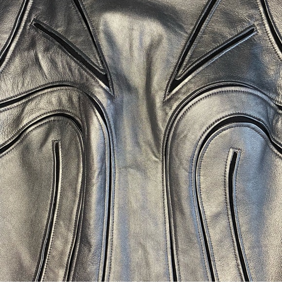 Catherine Deane Leather Sheath Dress Silver Gray/Black Women’s Size 10 or UK 14 - Picture 5 of 12